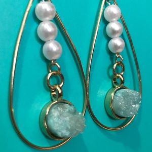 Tempered Teardrop Quartz Earrings
